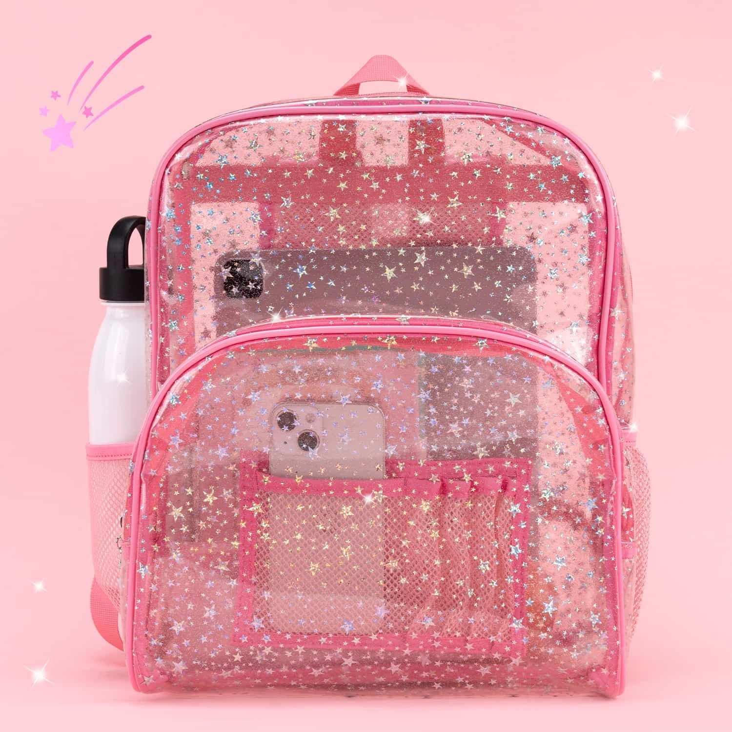Clear pink backpacks sales for school