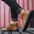 thumbnail image 6 of AnuirheiH Men's Shoes High-top Boots Outdoor Men's Casual Solid Color Shoes Slim Leather Shoes, 6 of 9