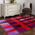 thumbnail image 3 of 3'x5' Area Rugs, Red Purple Indoor Outdoor Area Rug for Living Room Bedroom, Striped Plaid Modern Abstract Oil Painting Washable Bathroom Rugs Kitchen Floor Carpet Mats Home Decor Aesthetic, 3 of 8