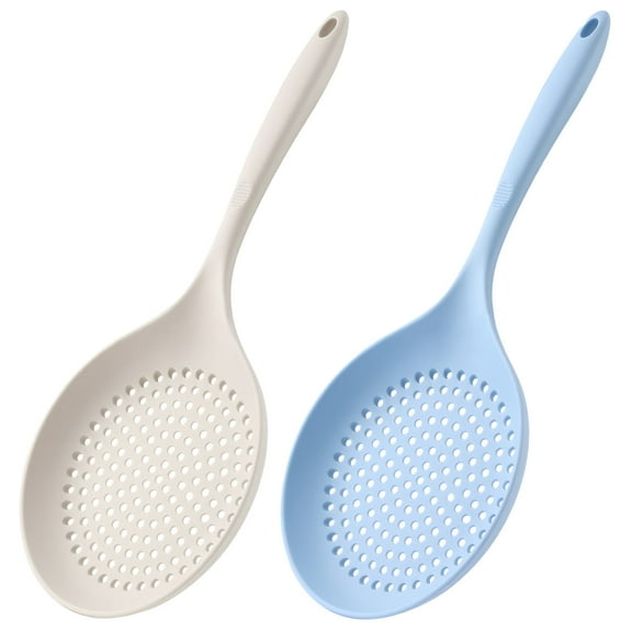 2 PCS Skimmer Silicone Slotted Spoon, Large Silicone Frying Spoon Strainers, Slotted Spoon for Hot Pot and Frying, Silicone Pot Strainer, Long Handle Kitchen Skimmer, Heat-Resistant