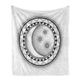 thumbnail image 1 of Half Moon Soft Flannel Fleece Blanket, Simplistic Sun Night Dots Circle Mystic Pattern on Plain Background, Cozy Plush for Indoor and Outdoor Use, 50" x 70", Charcoal Grey and White, by Ambesonne, 1 of 5