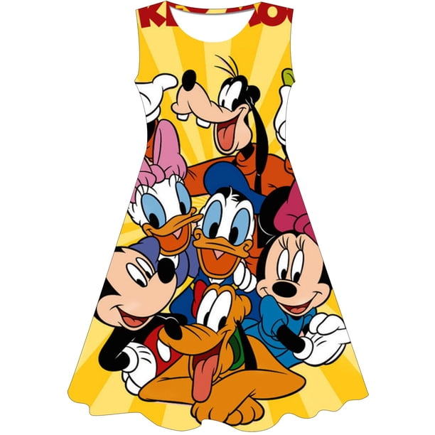 Verano Minnie Mouse vestido moda Casual 3D impreso cuello redondo vestidos sueltos serie Disney dibujos animados Navidad una pieza faldas 6M Gao Jinjia LED