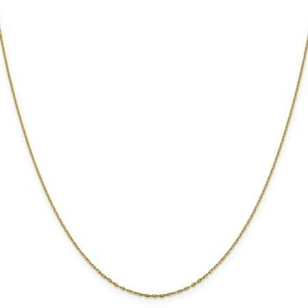 Leslie's Real 14kt Yellow Gold 1mm Diamond Cut Open Long Link Cable Chain; 20 inch; for Adults and Teens; for Women and Men