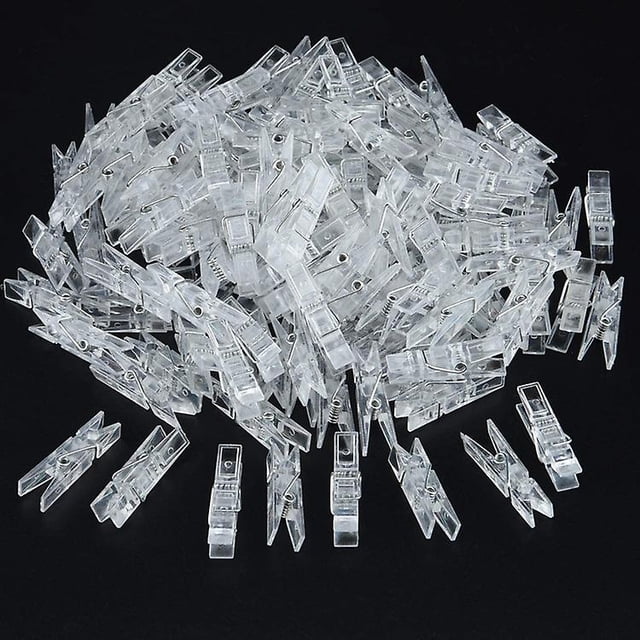 100PCS Pince à Linge Transparente,Mini Pinces à Linge Transparente,Mini Clips de Foto en Plástico,M
