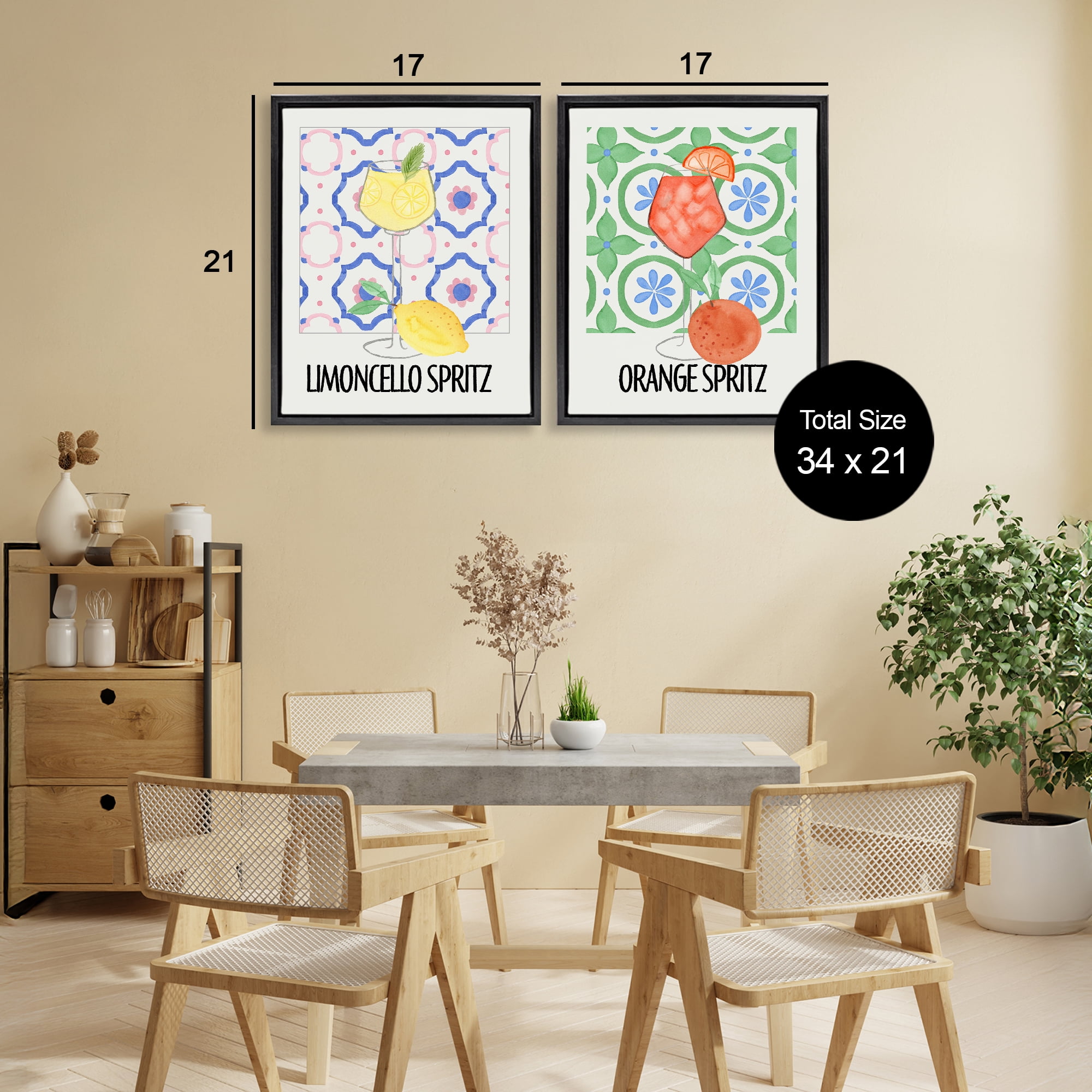 Stupell Industries Citrus Spritz On My Mind 2 Piece Black Framed Floater Canvas Set, design by Nina Jacobs
