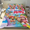 thumbnail image 1 of Ruby Arcoíris Conjunto de sábanas temático, trío de piezas, cómodo y amigable con la piel, diseño único, regalo de decoración para el hogar para familiares, amigos y fans,140cm *210cm, 1 of 6