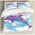 thumbnail image 3 of Ambesonne Sea Animals Dolphin Figure with Colorful Patterns Underwater Life Illustration Duvet Cover Set, 3 of 3