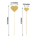Efavormart 24 Pack | Gold Glitter Heart Shaped Cupcake Topper Picks, Party Cake Toppers - 4.5 ...