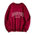 thumbnail image 3 of Sweatshirts for Women Boston Print Long Sleeve Casual Fall Tunic Tops Loose Spring Crewneck Fashion Pullover Sweater, 3 of 3