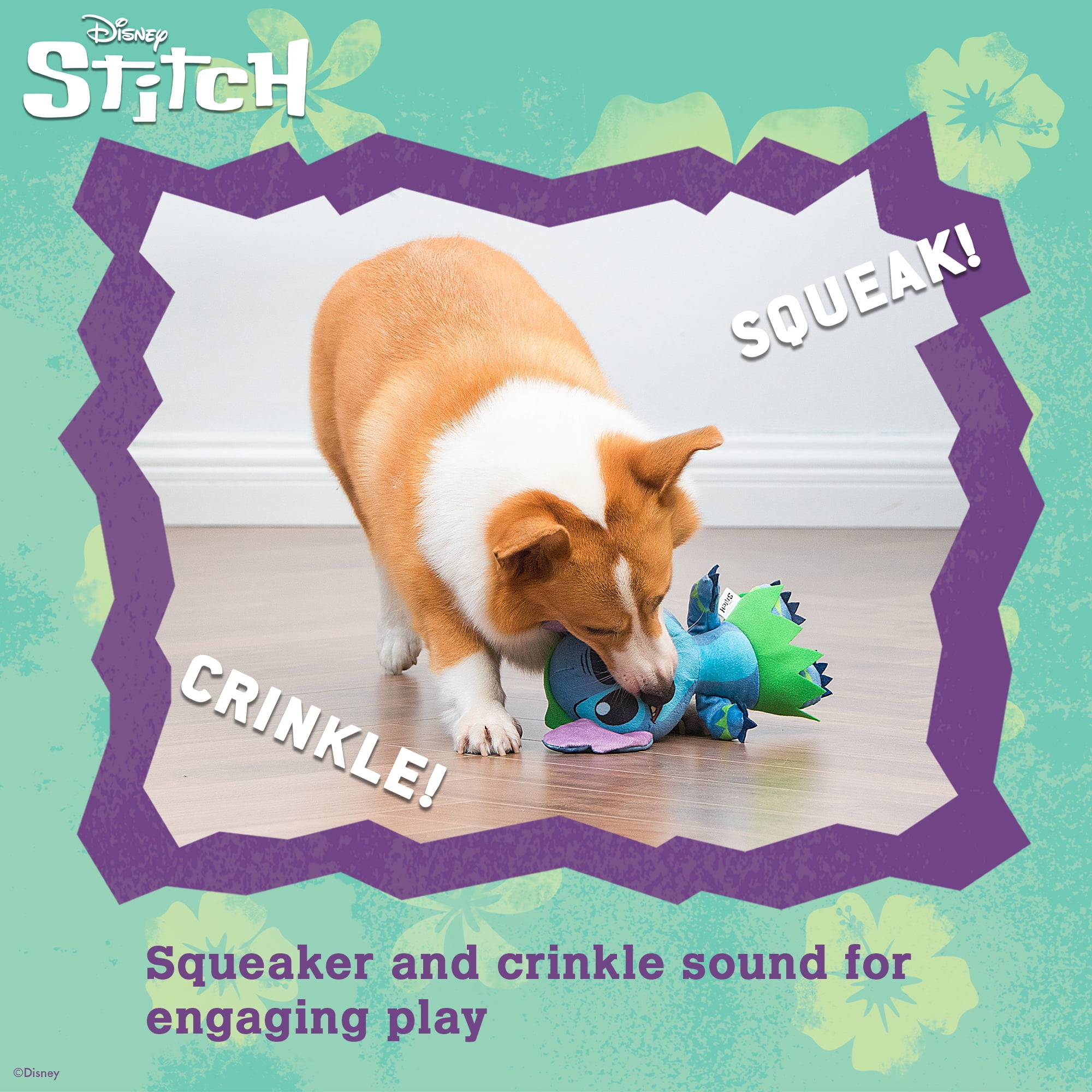 DISNEY LILO & STITCH: Stitch Plush Figurine Squeaker Pet Toy-9in