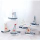 thumbnail image 5 of Adorno de velero de madera con ancla de concha, modelo de velero, decoración náutica, 5 of 5