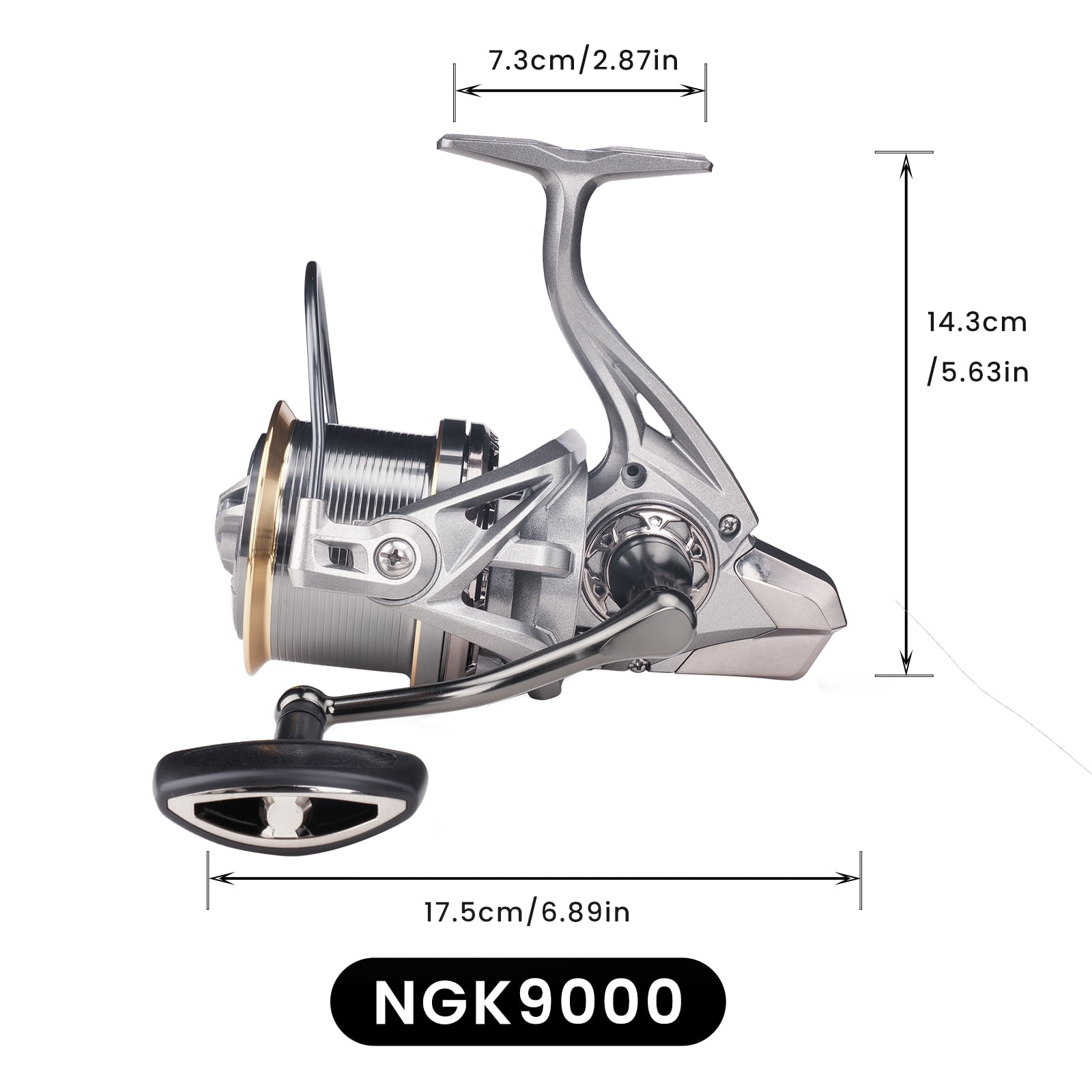 HAUT TON 9000 Spinning Reel 6+1BB Metal Surf Fishing Reels, 4.8:1 Gear Ratio 55lbs Drag Inshore Saltwater Fishing Reels