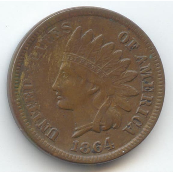 1864-L Indian Head Cent, L on Ribbon, XF