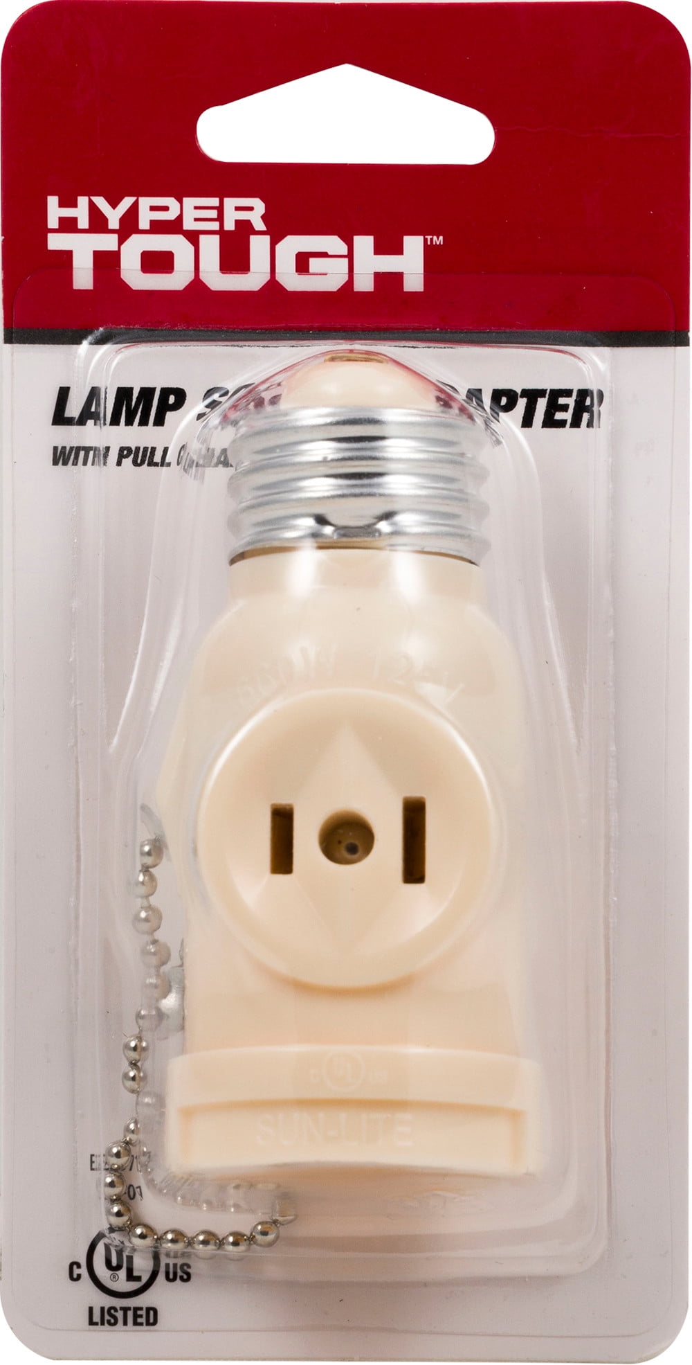 (3 pack) Hyper Tough 2-Outlet Socket Adapter with Pull Chain