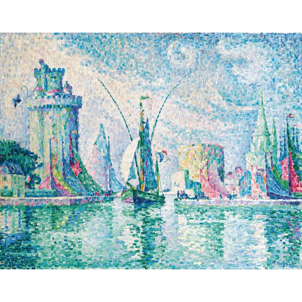 Paul Signac 14x12 Black Modern Framed Museum Art Print Titled - Les Tours Vertes, La Rochelle (1913)