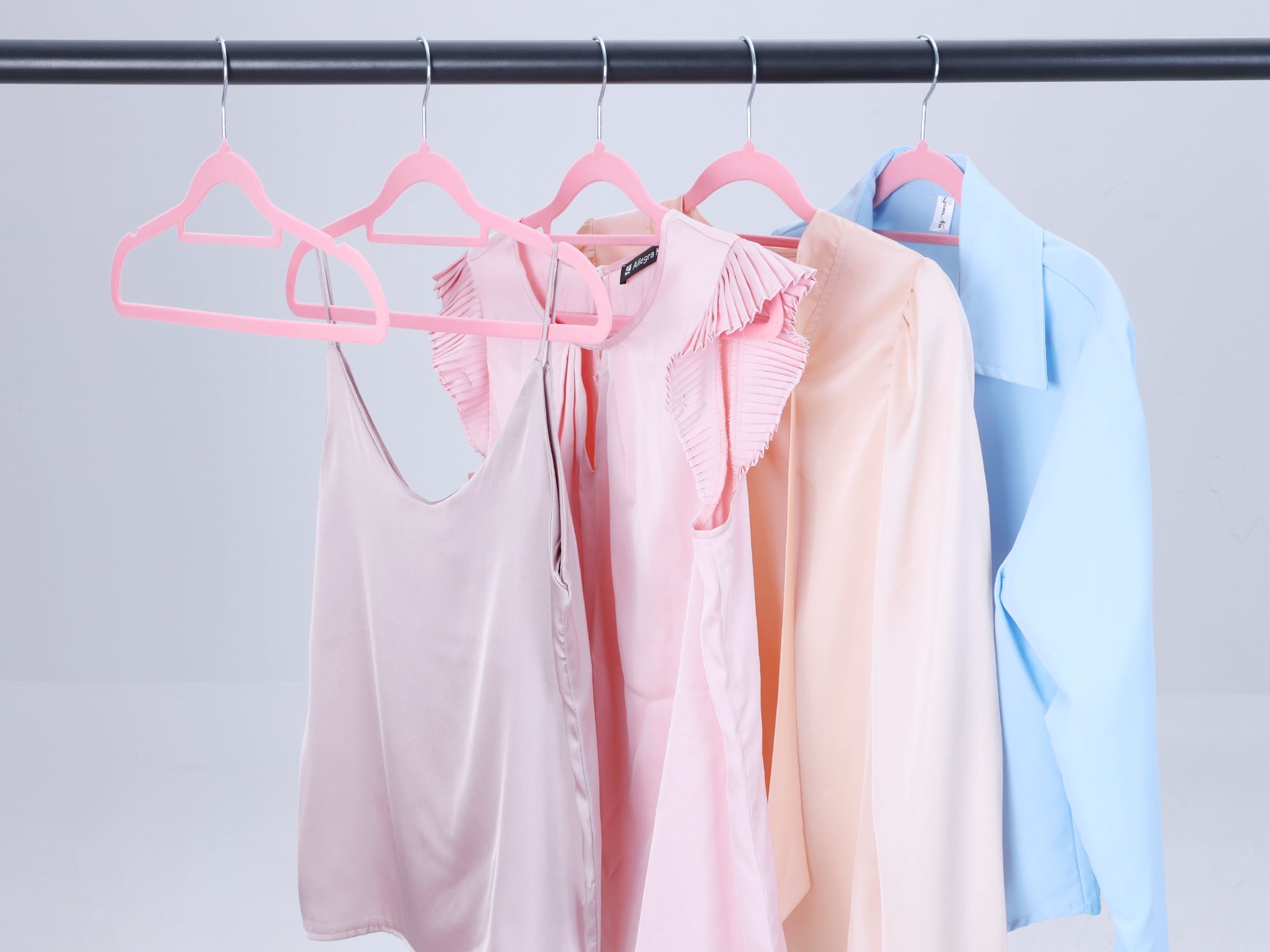Unique Bargains Non-Slip Velvet Hangers for Closet Organization 10 Pcs Pink