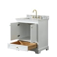thumbnail image 3 of Wyndham Collection Deborah 30" Metal Single Bathroom Vanity in Gold/White, 3 of 5