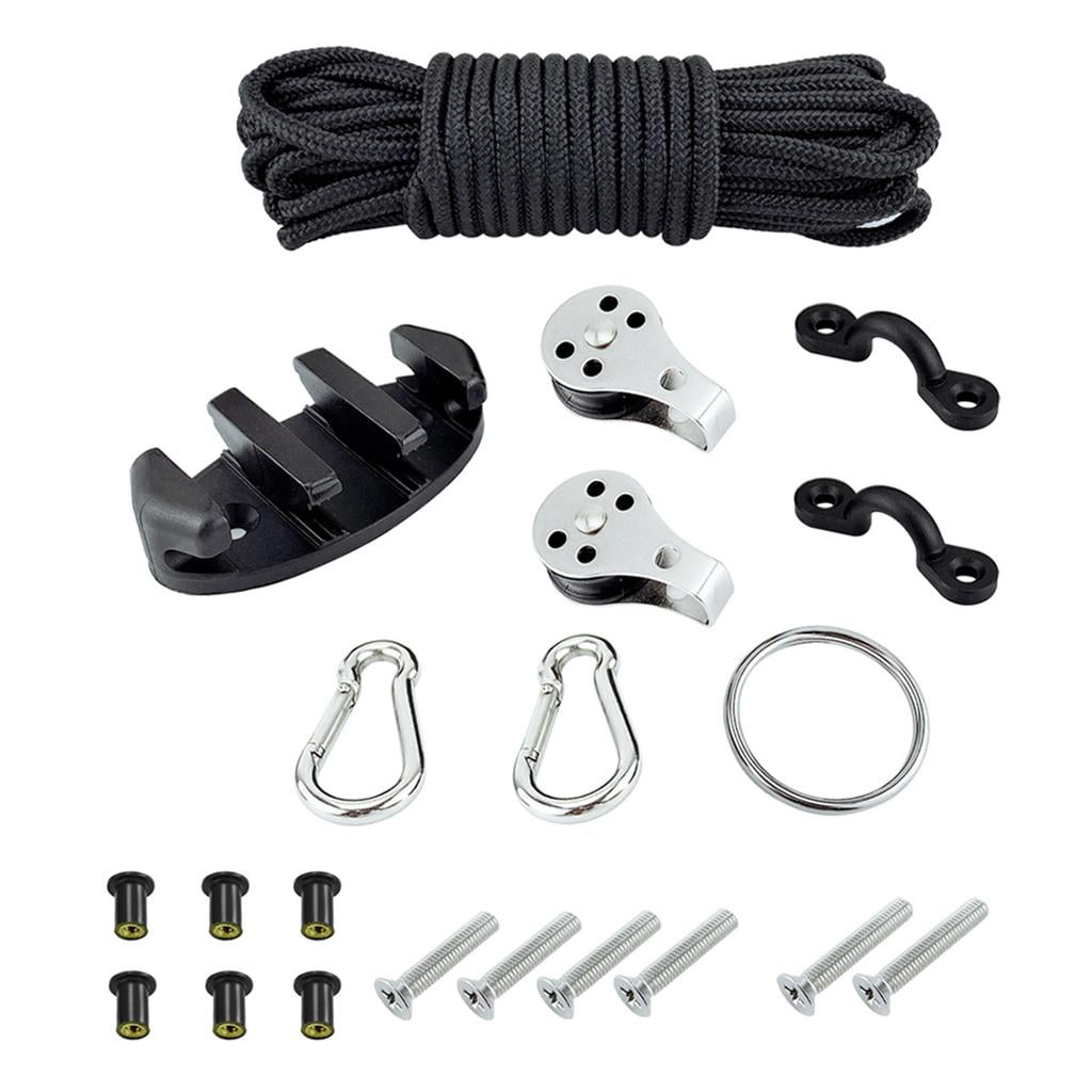 harayaa 2Set Kayaks Anchor Trolley Kit (Well Nut) with 30ft Rope Kayak Fishing Accessory