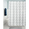 thumbnail image 2 of Polyester Fabric Modern Geometric Herringbone Print Shower Curtain with Reinforced Buttonholes for Master and Guest Bathroom - Machine Washable & Water Resistant - 72" x 72" - Gray/White, 2 of 5