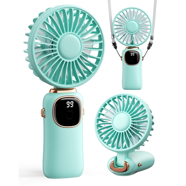 Ventilador portátil ColdSky de 4000 mAh con pantalla LED, color verde