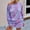 Purple, variant on Babysbule Women Shorts Women's Tie-Dye Print Long Sleeve O-Collar Pullover Leisure Tops Shorts Set