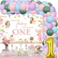 thumbnail image 2 of Fairy 1st Birthday Decorations for Girls, Floral Fairy First Birthday Party Supplies with Our Little Fairy Is Turning One Backdrop, Balloons Garland Arch Kit for 1 Year Old Girl, 2 of 7