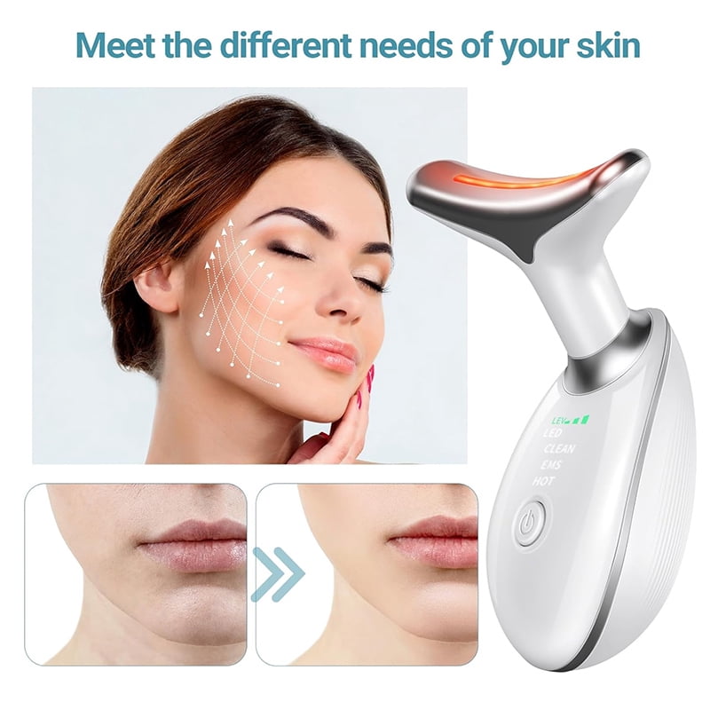 Red Light Therapy Massager for Face and Neck, 7-Color LED Neck & Face Rejuvenator, Multifunctional Facial Skincare Tools with Vibration