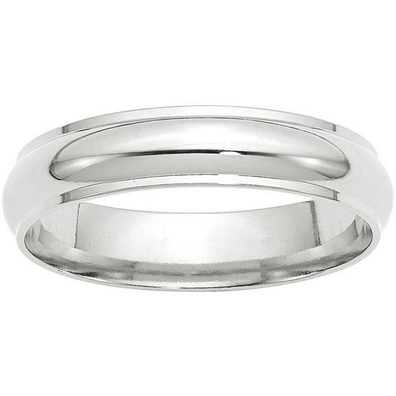 Primal Gold 10 Karat White Gold 5mm Half Round with Edge Wedding Band