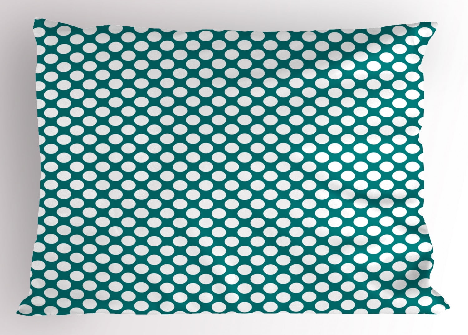Teal Pillow Sham Polka Dotted Pattern Traditional Style European
