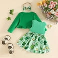 thumbnail image 5 of CUZIBR Toddler Girls Spring Summer Floral Dress Clothes Sets Long Sleeve Ruffles Trim Cardigan Coat Tops Sleeveless A-Line Floral Print Crewneck Patchwork Dresses Headbands Outfits,Green,6-9 Months, 5 of 8