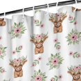 thumbnail image 3 of White Highland Cow Flower Pattern Shower Curtain 36"x72" ,Bathroom Decorative Shower Curtains Set with 12 Hooks,Modern Waterproof Washable Shower Curtain, 3 of 6
