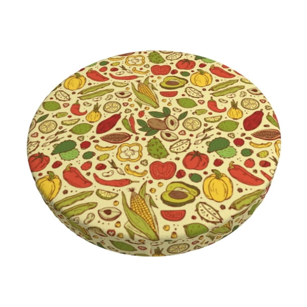 Balery Fruits And Vegetables Fundas de asiento para taburete de bar redondo de tela de terciopelo ajustables que protegen de arañazos y manchas para sillas de 14 a 17 pulgadas.-13 inch