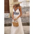 thumbnail image 3 of New Bohemian Style Fashionable and Elegant Backless V-Neck Halter Neck Geometric Jacquard Resort Dress for Women, 3 of 4