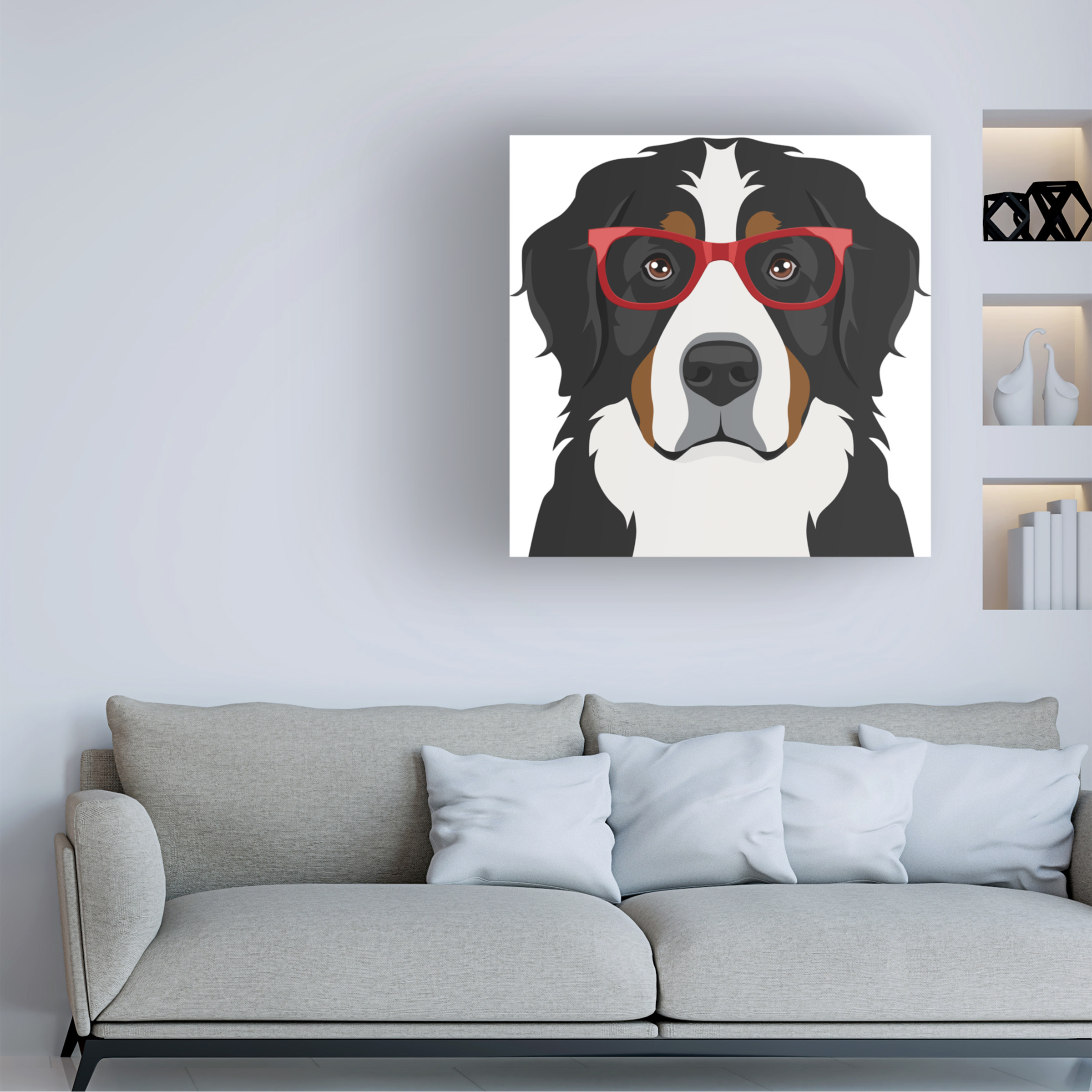 Furbaby Affiliates 'Bernese Mountain Dog Wearing Hipster Glasses' Canvas Art