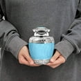 thumbnail image 3 of Trupoint Memorials Hugs and Kisses Beautiful Light Blue Child's Cremation Urn for Human Ashes - for a Lost Son or Baby Boy - with Velvet Bag, 3 of 6