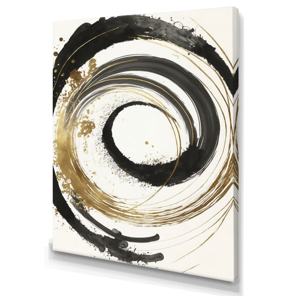 Designart Black And Gold Curves IV Canvas Wall Art