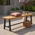 thumbnail image 4 of GVN Patio Bench Weatherproof Outdoor Bench, 63 Inch 3-Person Acacia Patio Wood Outdoor Backless Bench-Set of 1, 4 of 8