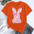 thumbnail image 4 of Flash Deal! T-Shirt Décontracté Imprimé Lapin de Pâques pour Femmes T-Shirt Imprimé Lapin Mignon de Pâques Col Rond Manches Courtes Décontracté en Solde Orange m, 4 of 5