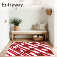 thumbnail image 3 of ODIKA 4'x6' Machine Washable Non-Slip Area Rug, Cane Stripe Zigzag Bath with Poinsettia Bloom Motifs High Traffic Rug with Pad, Red, 735613, 3 of 8