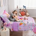 thumbnail image 2 of Unicorn Toddler Bedding Set for Girls, Pink Rainbow Floral Toddler Comforter Set Stars Kids Bed in A Bag with Comforter, Flat Sheet, Fitted Sheet and Pillowcase, Pink, 2 of 9