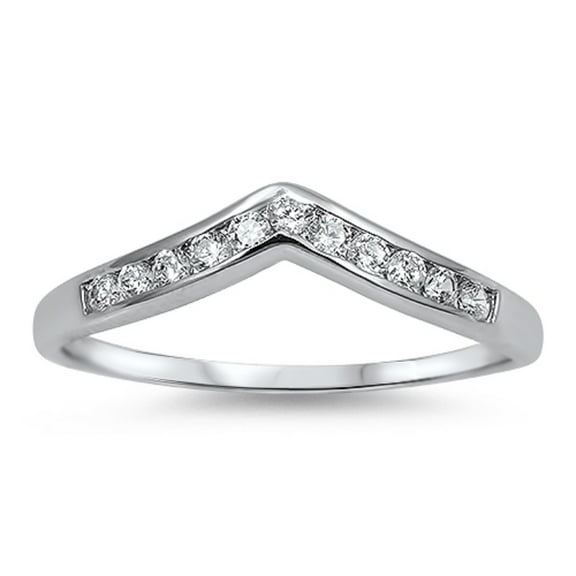 Stackable Pointed Tiara Cubic Zirconia Ring Sterling Silver 925