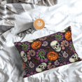 thumbnail image 5 of Goofa Halloween With Skull Print Plush Throw Pillow Case, Soft Velvet with Hidden Zipper, Decorative Cushion Cover for Sofa, Bed, Car, and Home Décor-14"x20", 5 of 6