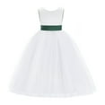 thumbnail image 2 of Ekidsbridal White V-Back Satin Special Occasion Dresses for Toddler Girls Junior Pageant Mini Bridal Gown 219T 8, 2 of 3
