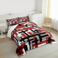 thumbnail image 3 of Manfei Chic Rectangle Bedding Comforter Set for Men, Black Grey Red Twin Comforter Sets, Abstract Geometric Reversible Bedding Set, Super Cozy Room Decor, 2-Piece, 3 of 8