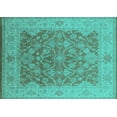 thumbnail image 1 of Ahgly Company Machine Washable Indoor Rectangle Oriental Turquoise Blue Traditional Area Rugs, 2' x 4', 1 of 4