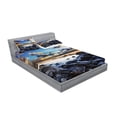 thumbnail image 2 of Ambesonne Ocean Fitted Sheet & Pillow Sham Set, Full Moon Dark Clouds, Full, Blue Orange Black, 2 of 2