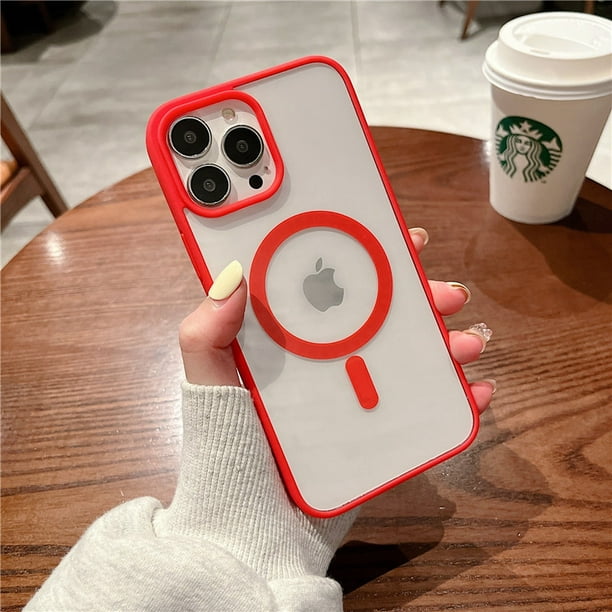 Funda de carga inalámbrica magnética Magsafe, cubierta acrílica dura, transparente, colorida, para iPhone 13, 14, 12, 11 Pro Max, Mini, X, Xs, XR Fivean unisex