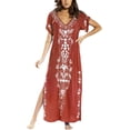 thumbnail image 1 of Traje de baño de bikini de manga corta con bordado para mujer, vestido de playa con abertura lateral, 1 of 2