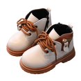 thumbnail image 3 of PEASKJP Unisex-Child Booties Waterproof Lace Up Ankle Combat Boots, Beige 22, 3 of 5
