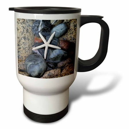 

3dRose White Starfish On Pebble - Travel Mug 14-ounce Stainless Steel